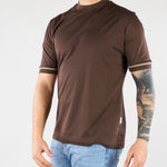T-shirt Moro in cotone mercerizzato con profilo maniche a contrasto XM4292 85 YES LONDON 
