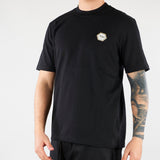 T-shirt Nero in cotone pesante con patch logo XM4296 99 YES LONDON 