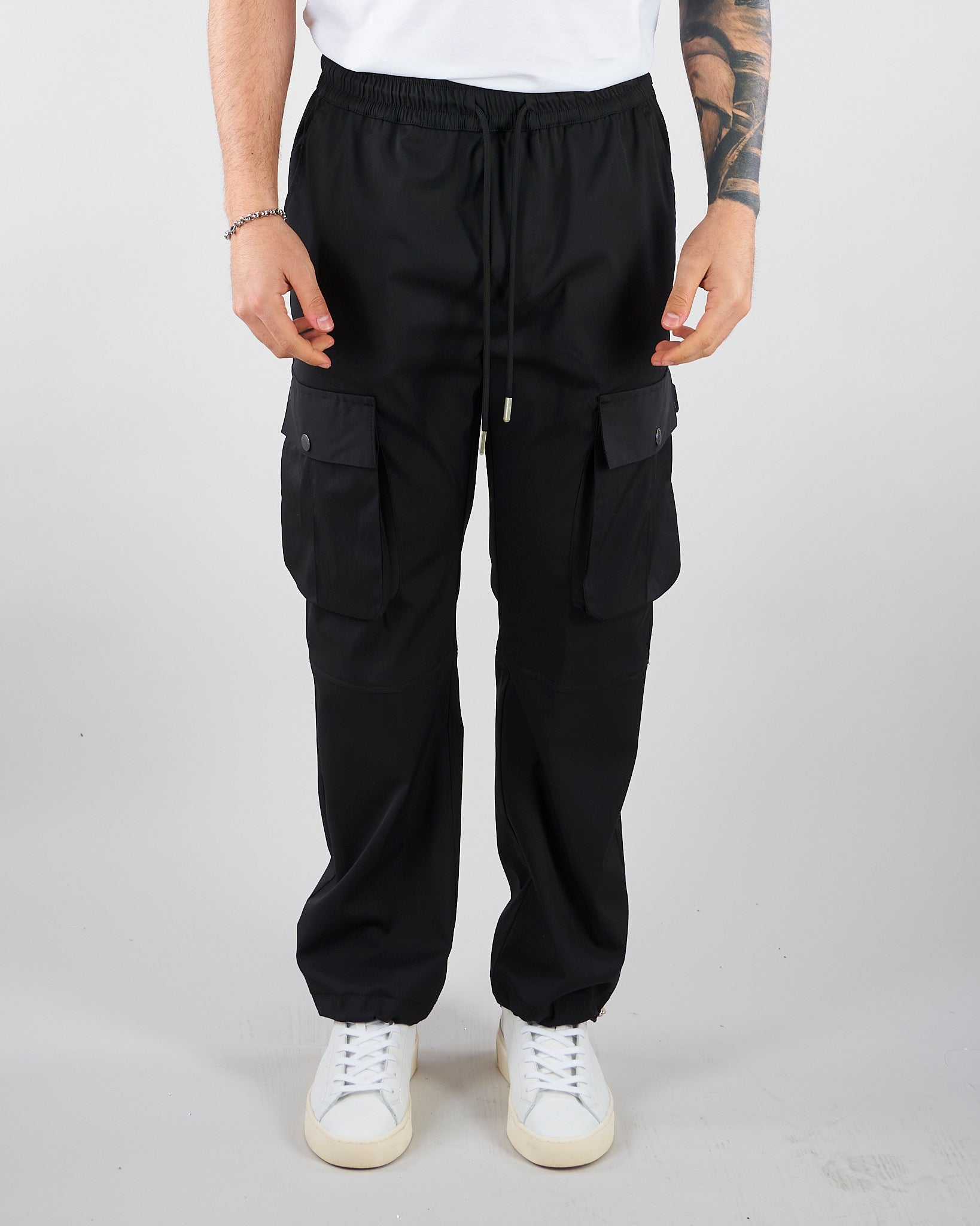 Pantalone cargo Nero Relaxed fit XP3382 99 YES LONDON 