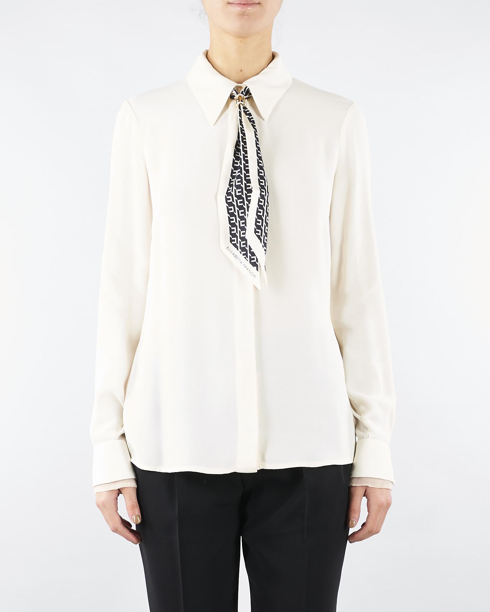 Camicia Milk in georgette con foulard CA09356E2 DZ9 ELISABETTA FRANCHI 