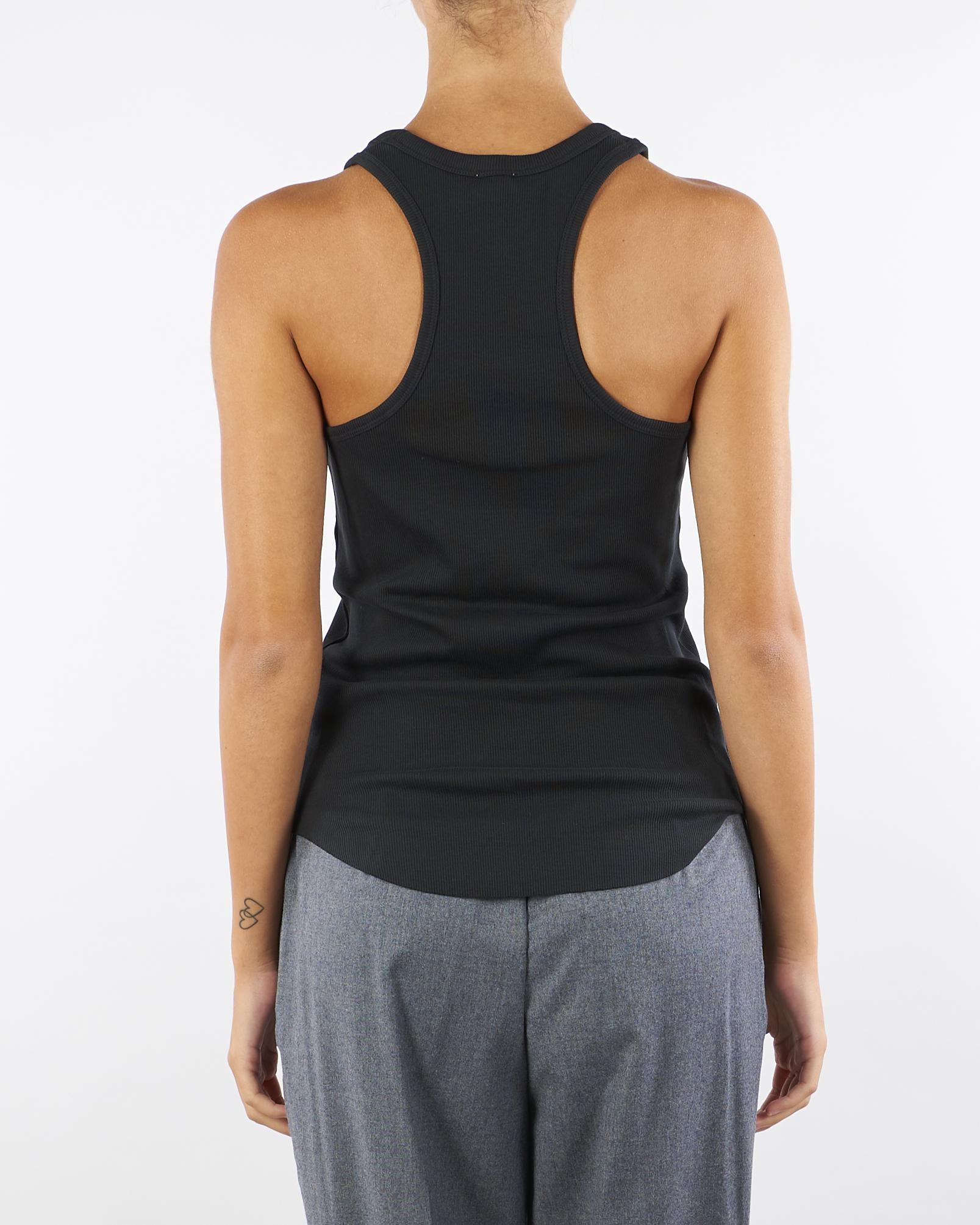 Top Nero a costine con logo 452MS01 11 CYCLE 