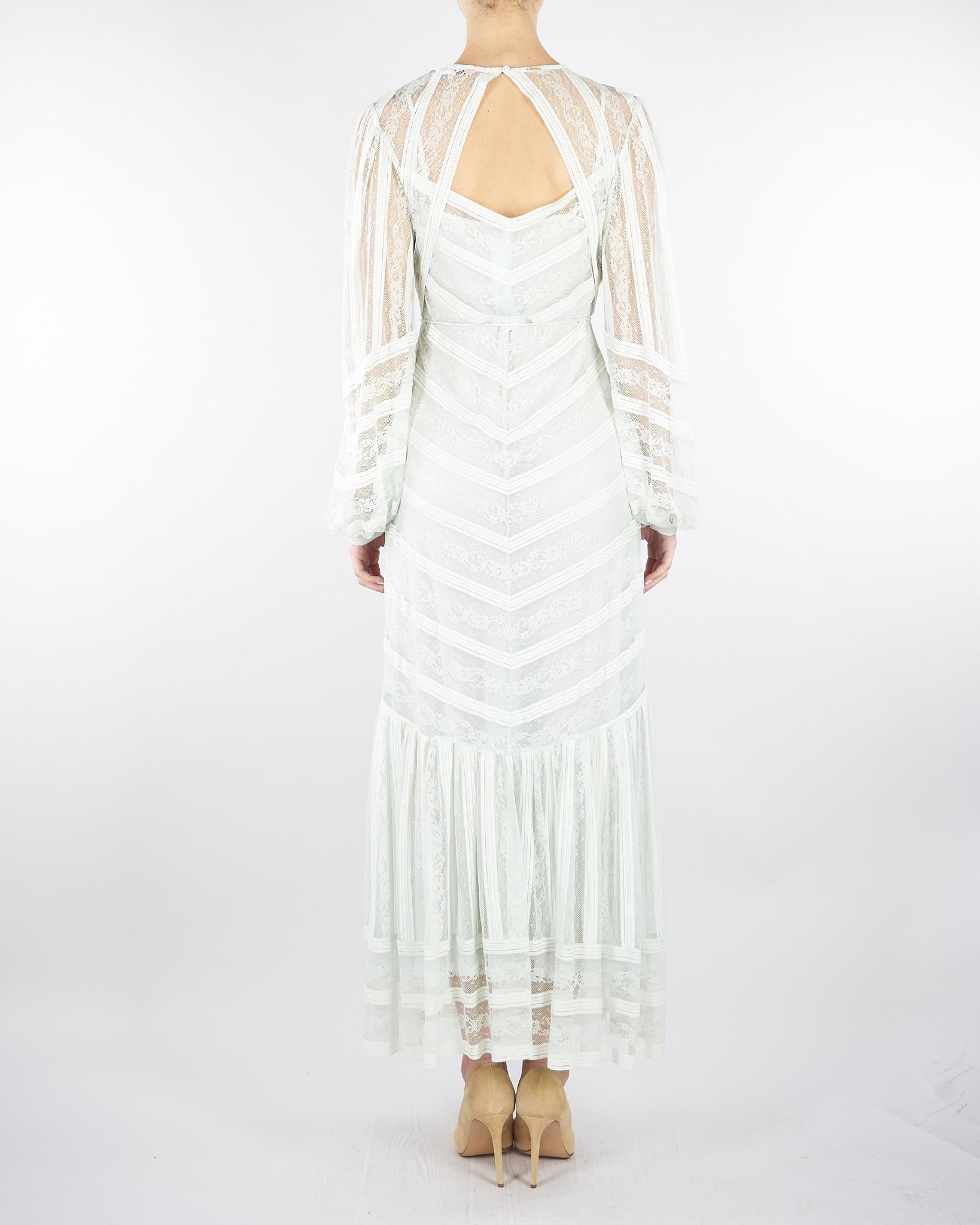 Abito lungo Verde Acqua in pizzo a righe TP2542 13162 TWIN SET 