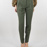 Pantalone Verde carrot in viscosa e lino MSTACERBO 9 MAX MARA STUDIO 