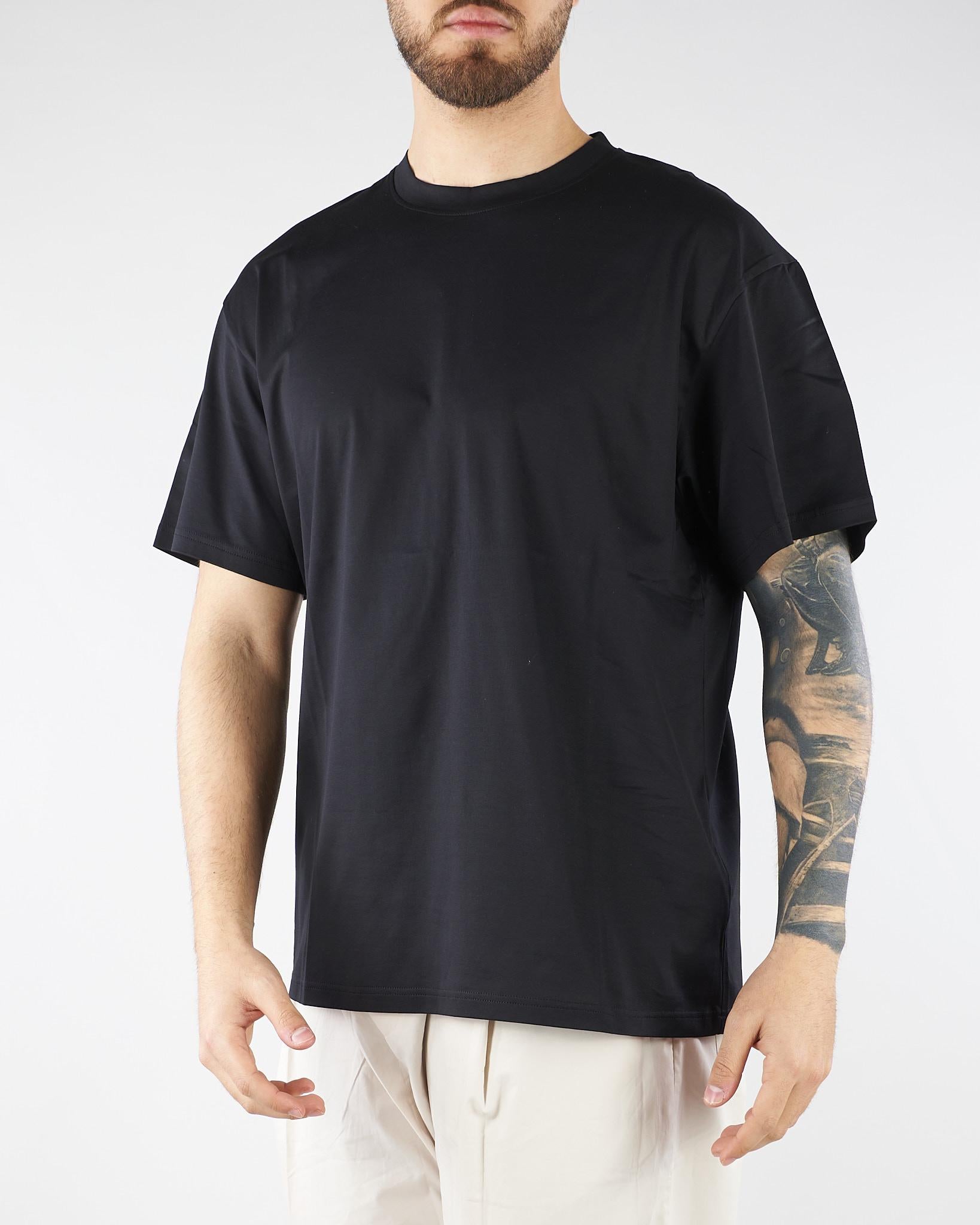 T-shirt Nero in filo di Scozia Relaxed fit U0291R5001 80 UNGARO 