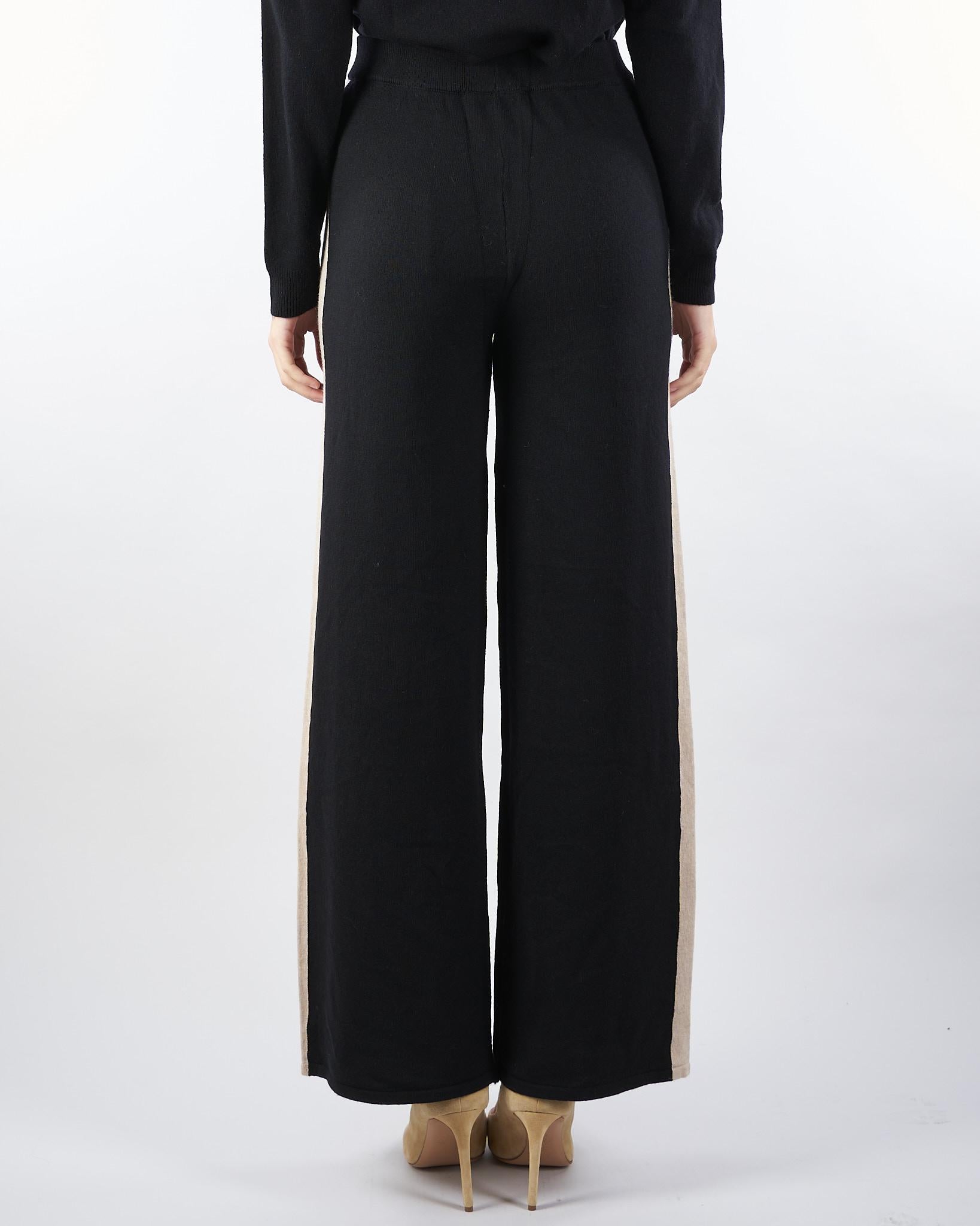 Pantalone Nero in maglia con banda laterale a contrasto RI5NT031 0001 ICONA 