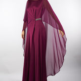 Abito Bordeaux in raso con volant A0129420 12 CLIPS 