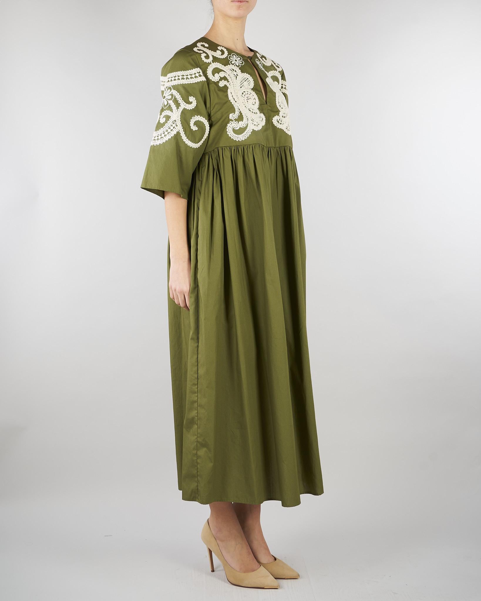 Abito Verde in popeline di cotone con ricami WKDTILDE 2 MAX MARA WEEKEND 