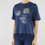 T-shirt Blu in jersey di cotone con stampa WKDSABATO 4 MAX MARA WEEKEND 