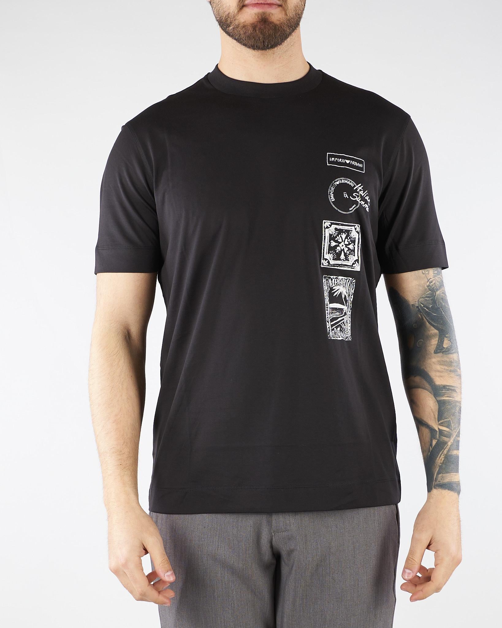 T-shirt Nero con stampa EM004994AF24470 UC001 EMPORIO ARMANI 
