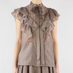 Camicia Fango con strass all over e rouches AT200 27 ATELIER LEGORA 