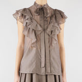 Camicia Fango con strass all over e rouches AT200 27 ATELIER LEGORA 