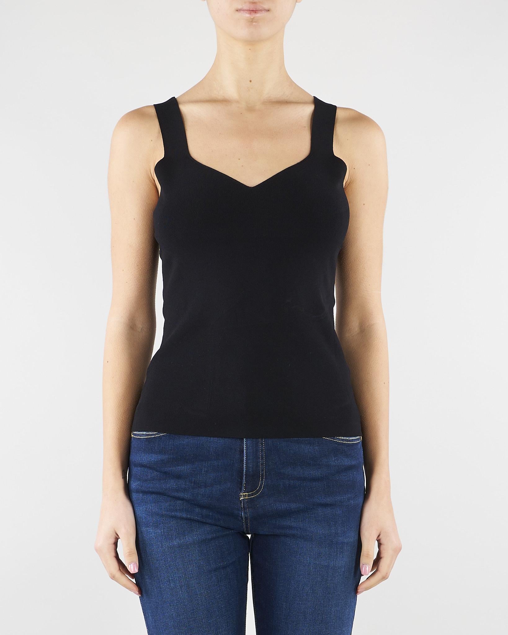Top Nero in maglia SP5NT057 0001 ICONA 
