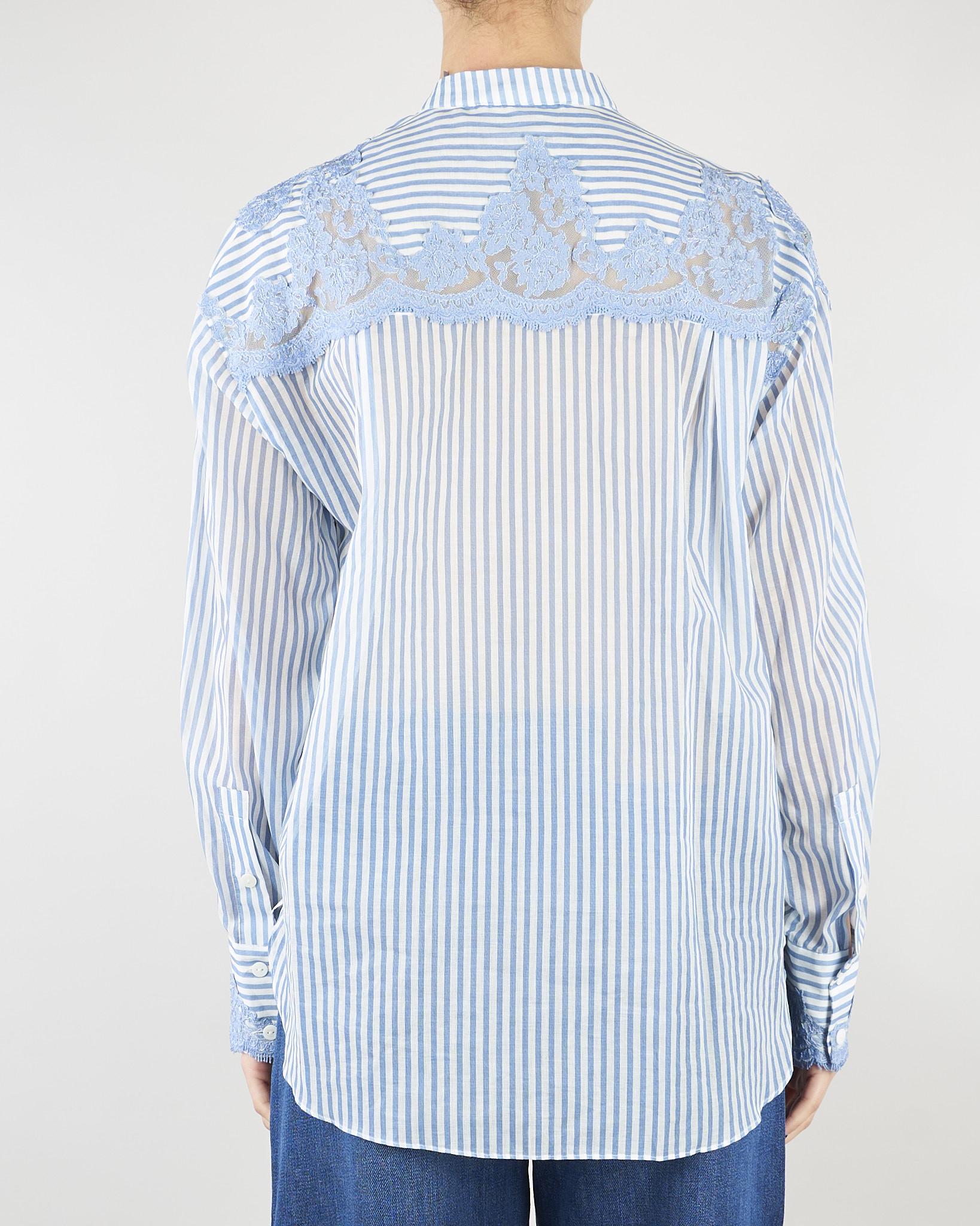 Camicia Azzurro a righe con pizzo ricamato D48EK020ES3 MFB33 ERMANNO BY ERMANNO SCERVINO 