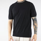 Maglia Nero in puro cotone con profili a contrasto A018F100 9000 PAOLO PECORA 
