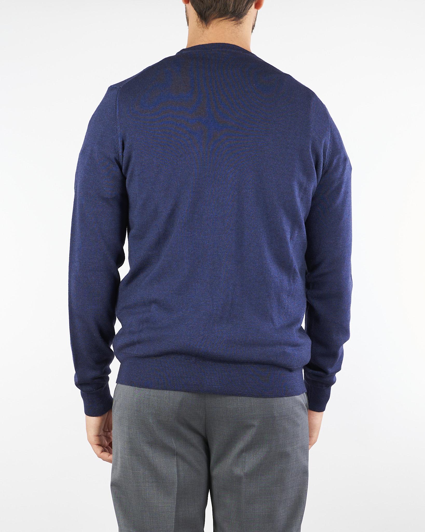 Cardigan Blu in pura lana merinos 86613 402 JEORDIE'S 