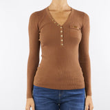 Maglia Brown Sugar a costine con taschino MK12B56E2 EC1 ELISABETTA FRANCHI 