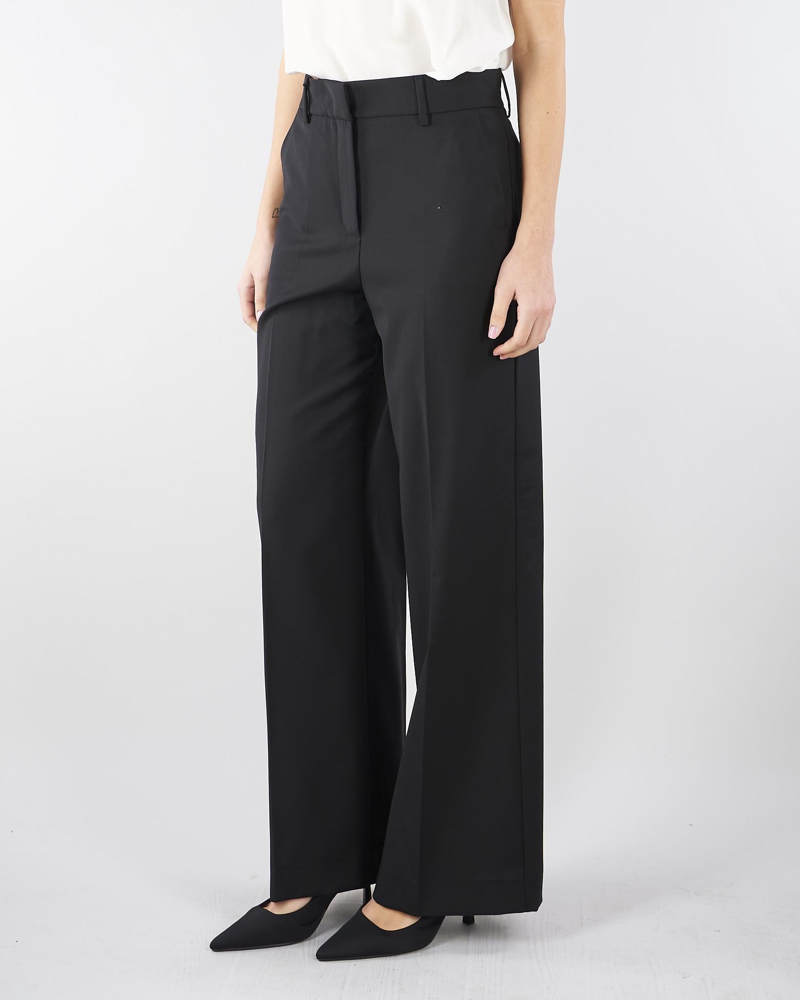 Pantalone palazzo Nero in tela di lana WKDVISIVO 2 MAX MARA WEEKEND 