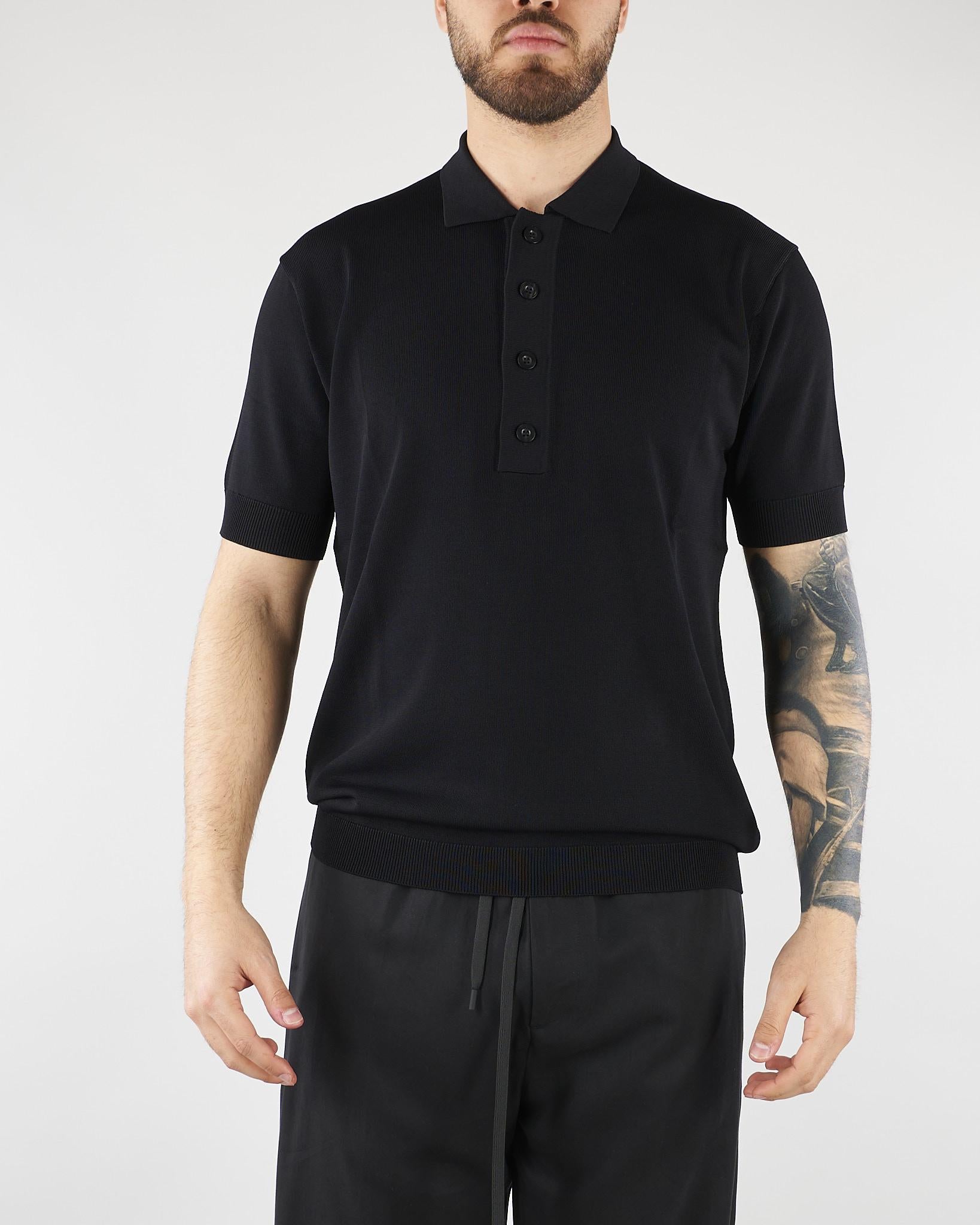 Polo Nero in maglia di viscosa LM26002 D001 LOW BRAND 