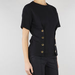 T-shirt Nero con bottoni gold MA00461E2 110 ELISABETTA FRANCHI 