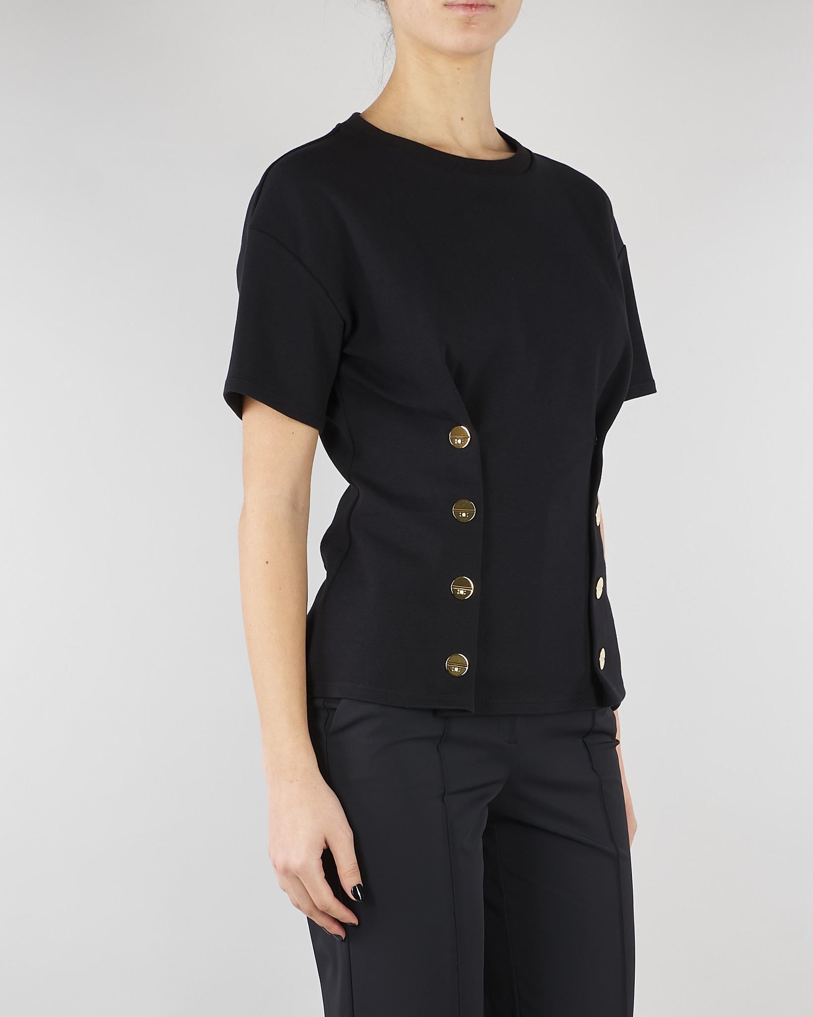T-shirt Nero con bottoni gold MA00461E2 110 ELISABETTA FRANCHI 