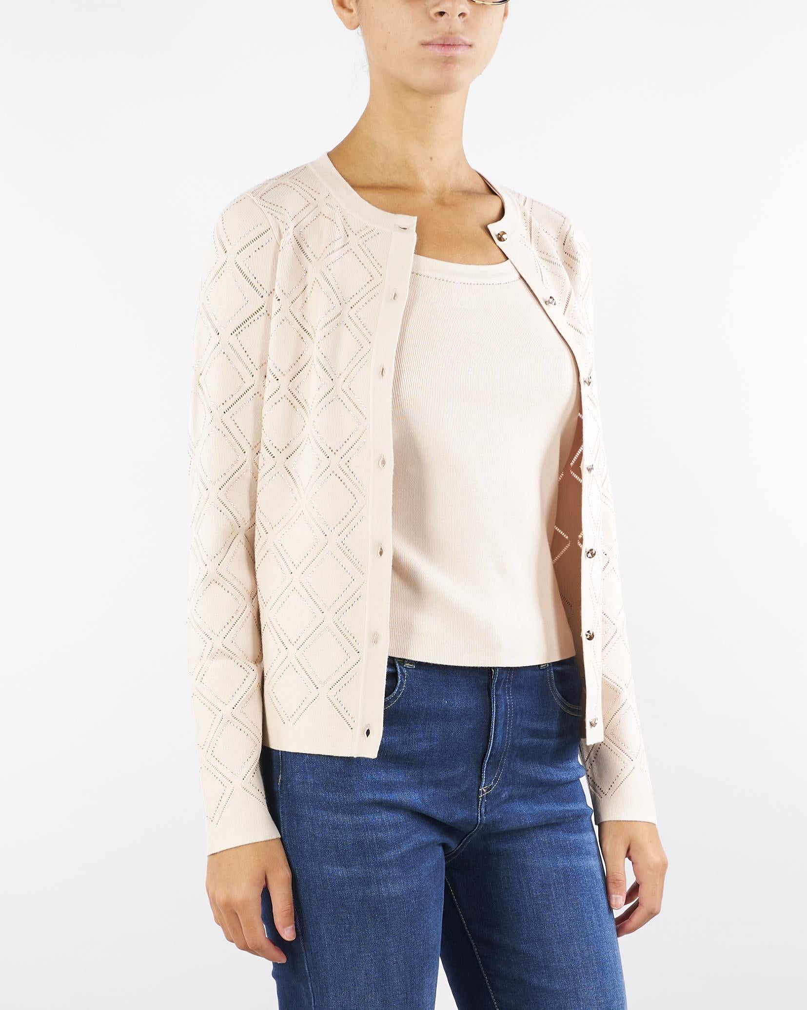 Cardigan e top Cipria con strass RF5202MS99E 22901 BLUGIRL 