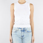 Top Bianco in maglia con strass NS268 01 NO SECRETS 