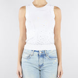Top Bianco in maglia con strass NS268 01 NO SECRETS 