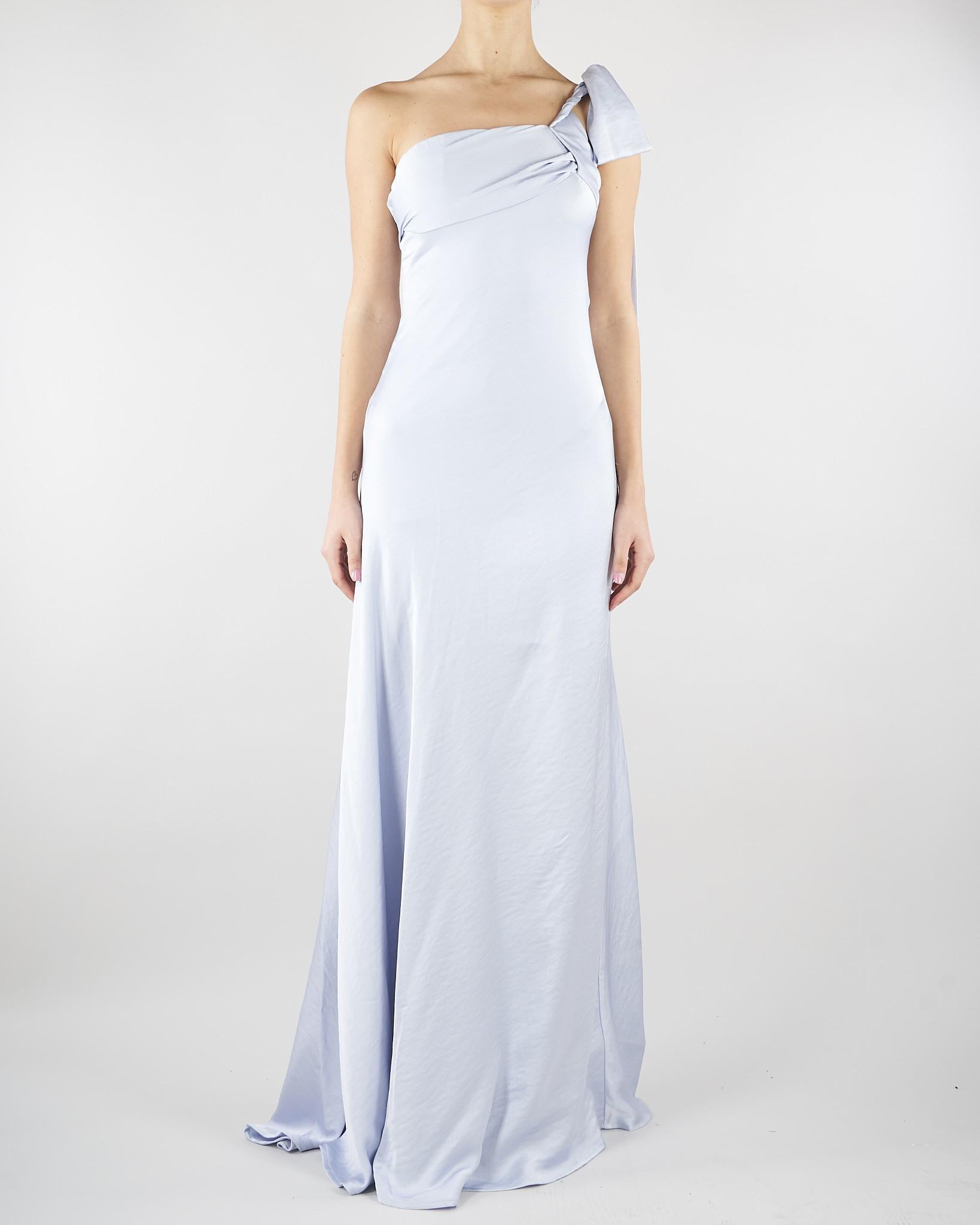 Abito Celeste lungo in satin SS260382 25 ELEH 