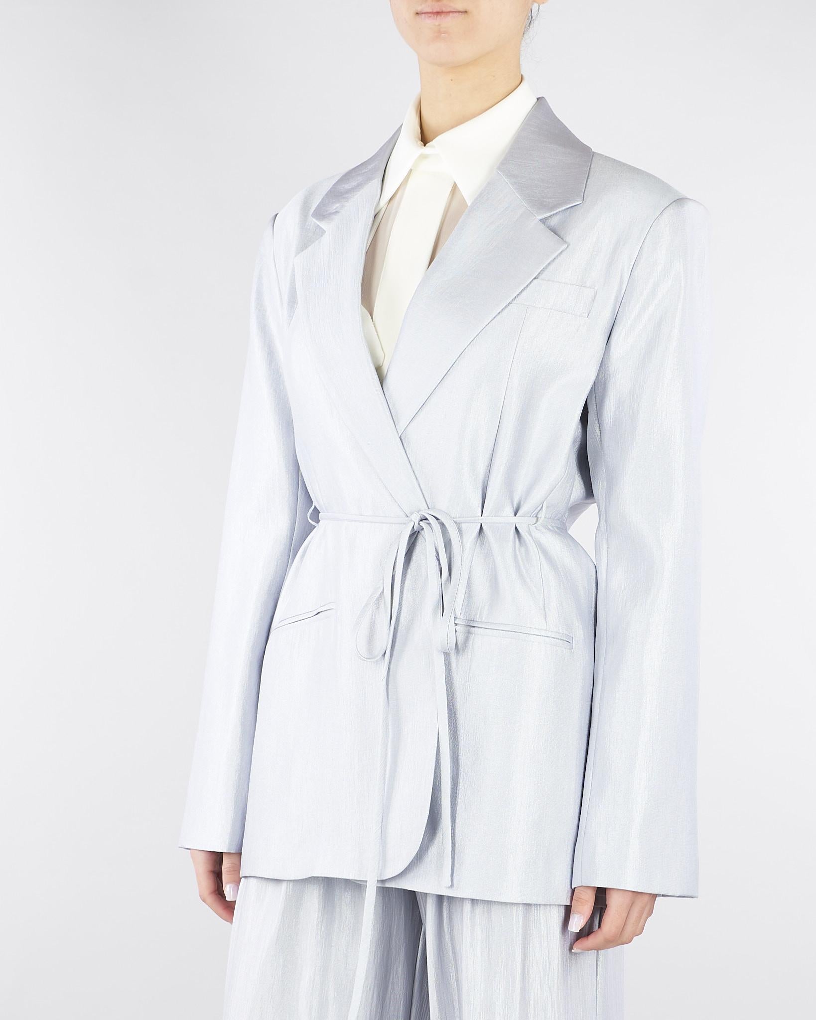 Blazer Celeste in satin lamè con lacci in vita SS260402 25 ELEH 
