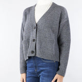 Cardigan a V Grigio in filato di lana FILMATO 9 MAX MARA WEEKEND 