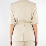 Giacca Beige in tramato light con manica corta GI00601TTEL0014 V0778 SIMONA CORSELLINI 