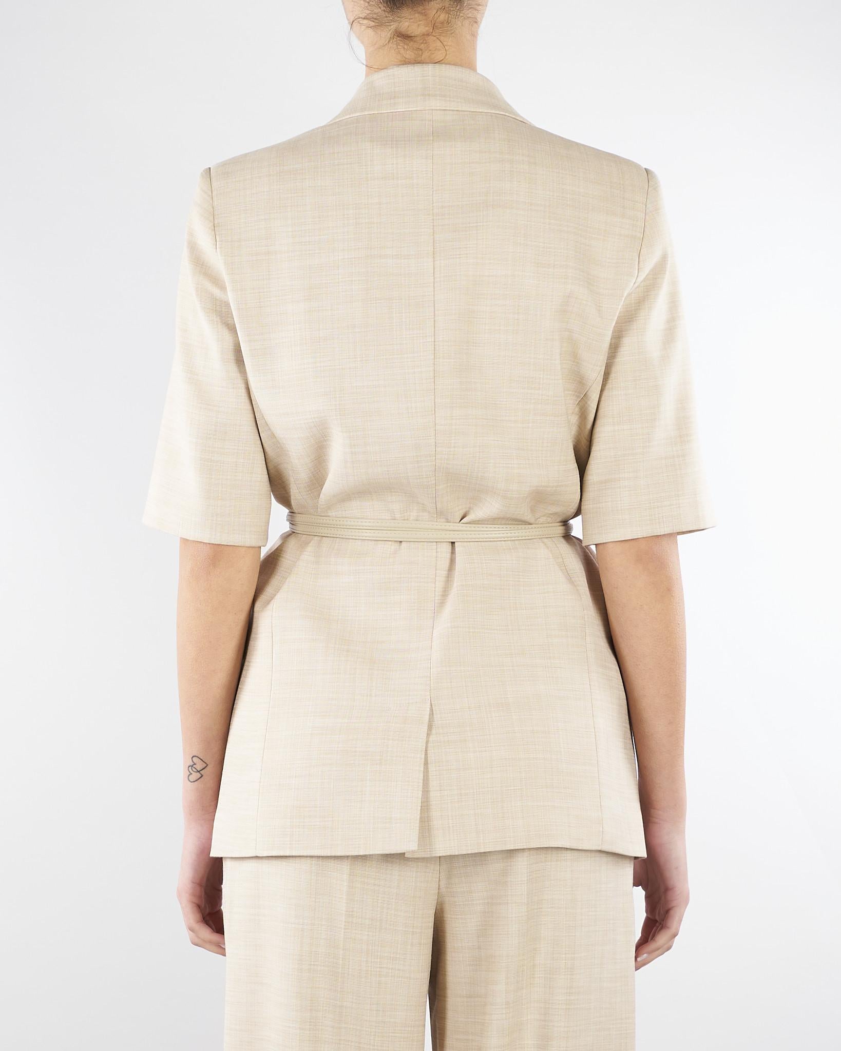 Giacca Beige in tramato light con manica corta GI00601TTEL0014 V0778 SIMONA CORSELLINI 
