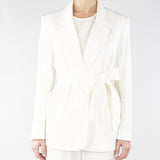 Giacca blazer Bianco ricamata con cintura TE2020 381 TWIN SET 