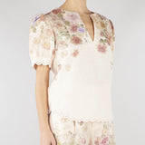 Blusa Rosa in lino a fiori con ricamo TT2573 13588 TWIN SET 