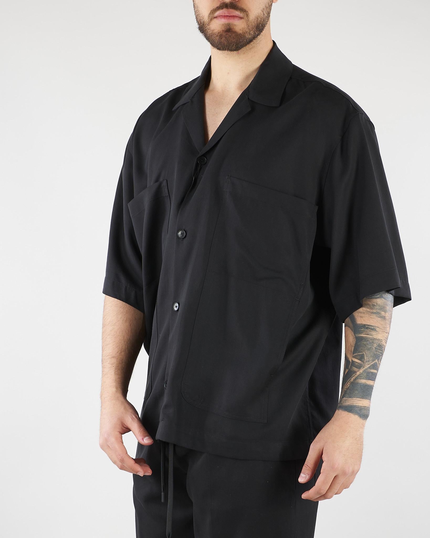 Camicia Nero in tessuto fluido Relaxed fit CA3626 9 I'M BRIAN 