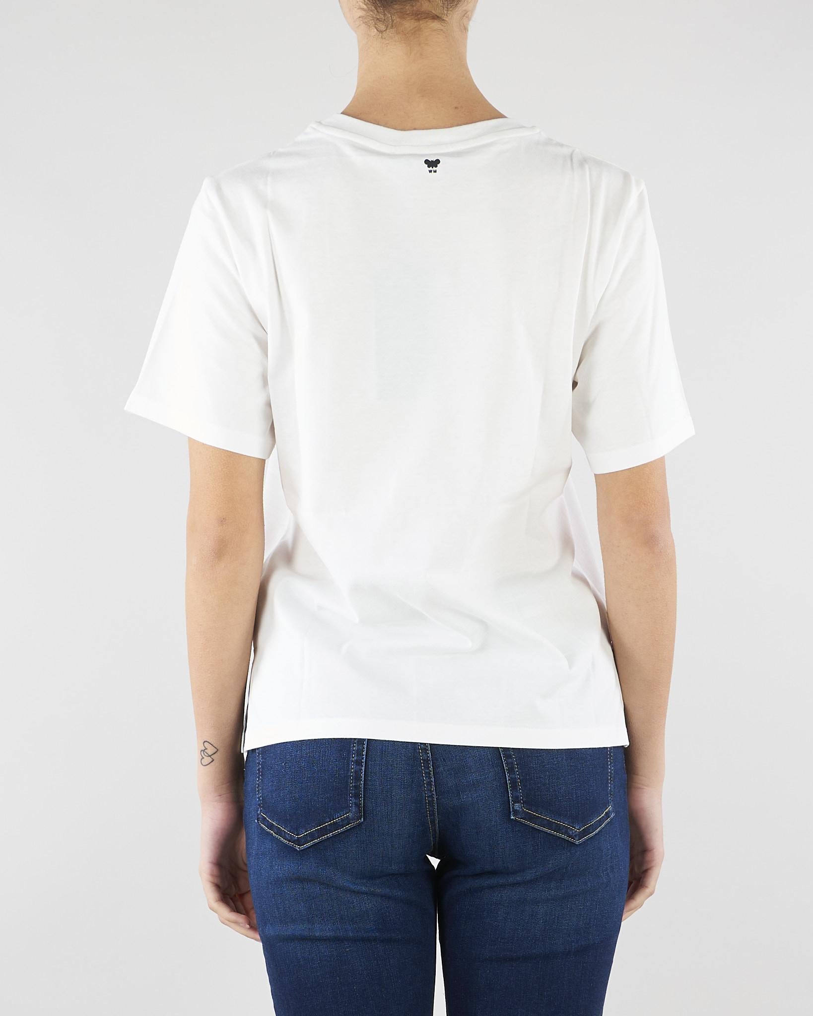 T-shirt Bianco in cotone con stampa e ricami WKDWEST 6 MAX MARA WEEKEND 