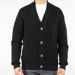 Cardigan Nero a costine in pura lana B9F0020 99 AMARANTO 