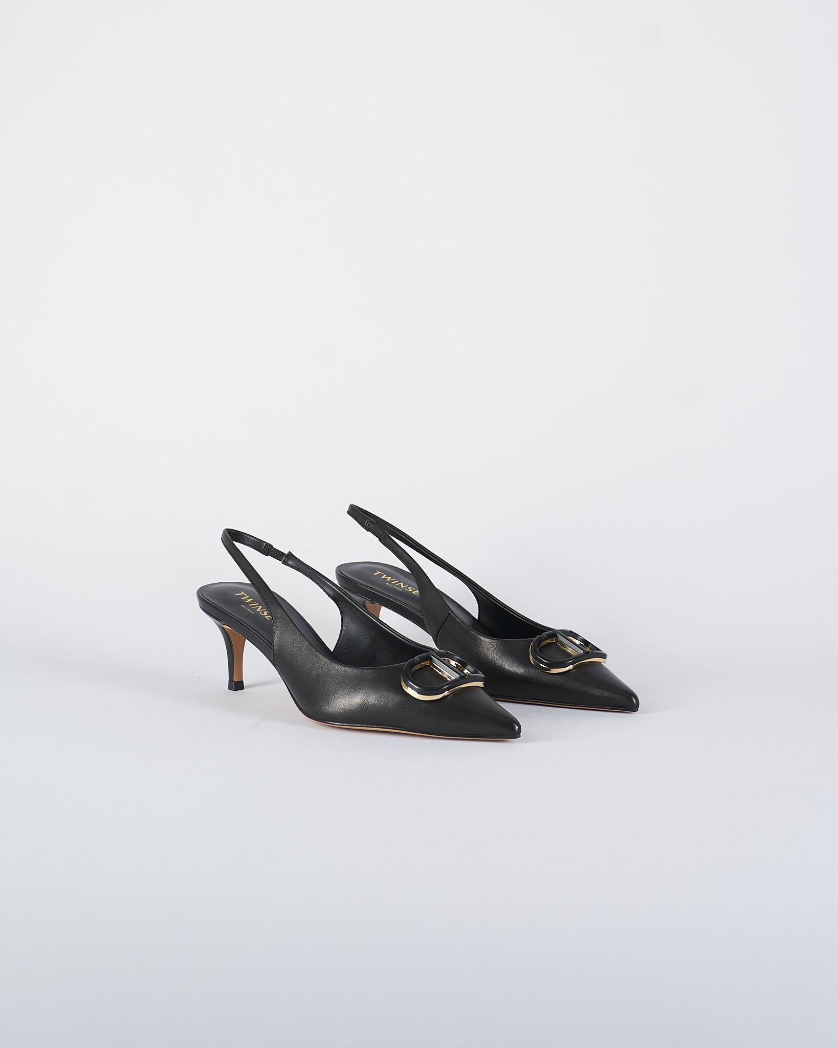 Décolleté Nero sling back con Oval T TCP030 6 TWIN SET 