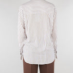 Camicia Bianco-Marrone a righe con ricami floreale D48EK037ES2 MFB25 ERMANNO BY ERMANNO SCERVINO 