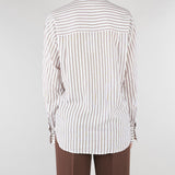Camicia Bianco-Marrone a righe con ricami floreale D48EK037ES2 MFB25 ERMANNO BY ERMANNO SCERVINO 