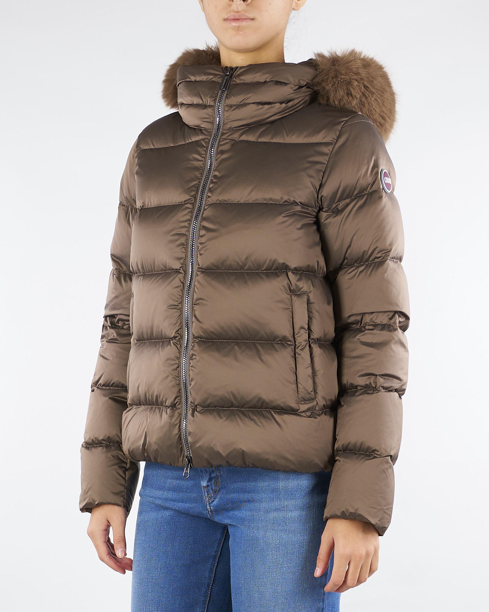 Piumino Marrone con cappuccio staccabile e vera pelliccia 2216E2Y0 37 COLMAR 
