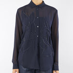 Camicia Blu in georgette ricamata AGONE 4 PENNY BLACK 