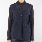 Camicia Blu in georgette ricamata AGONE 4 PENNY BLACK 