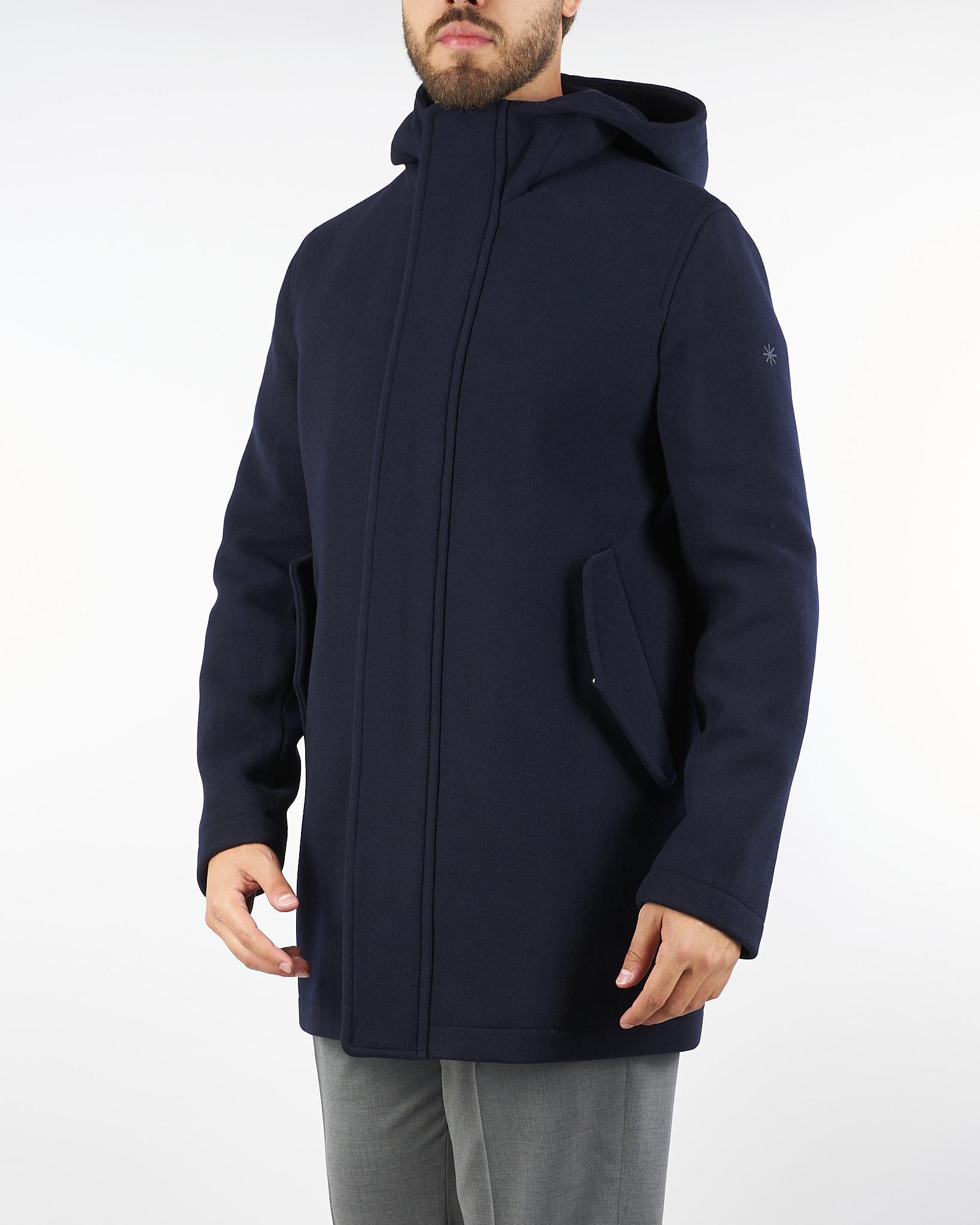 Parka Blu in panno misto lana con cappuccio 3932H8317FC253738 89 MANUEL RITZ 