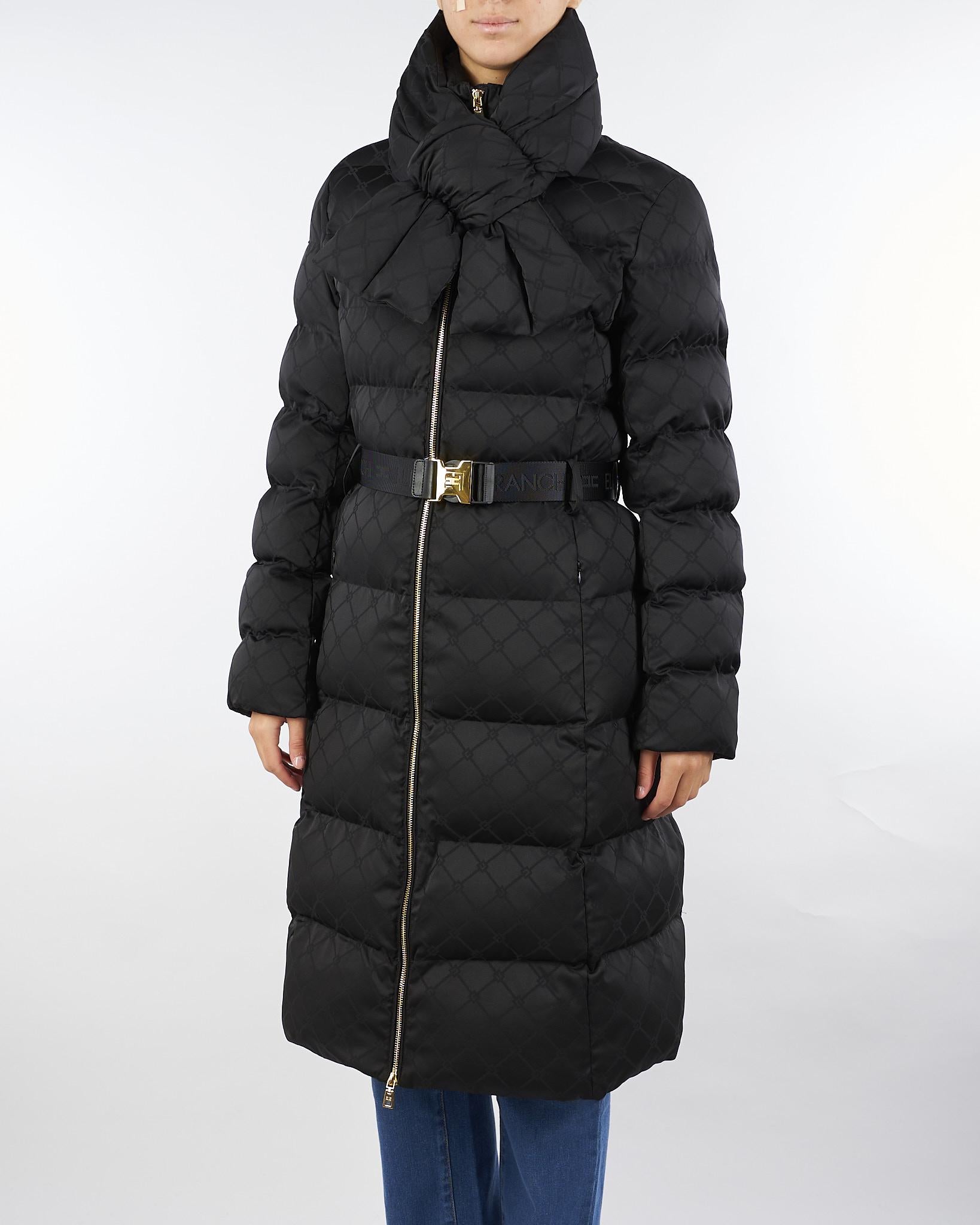 Piumino Nero in tessuto vela jacquard PI84D56E2 110 ELISABETTA FRANCHI 