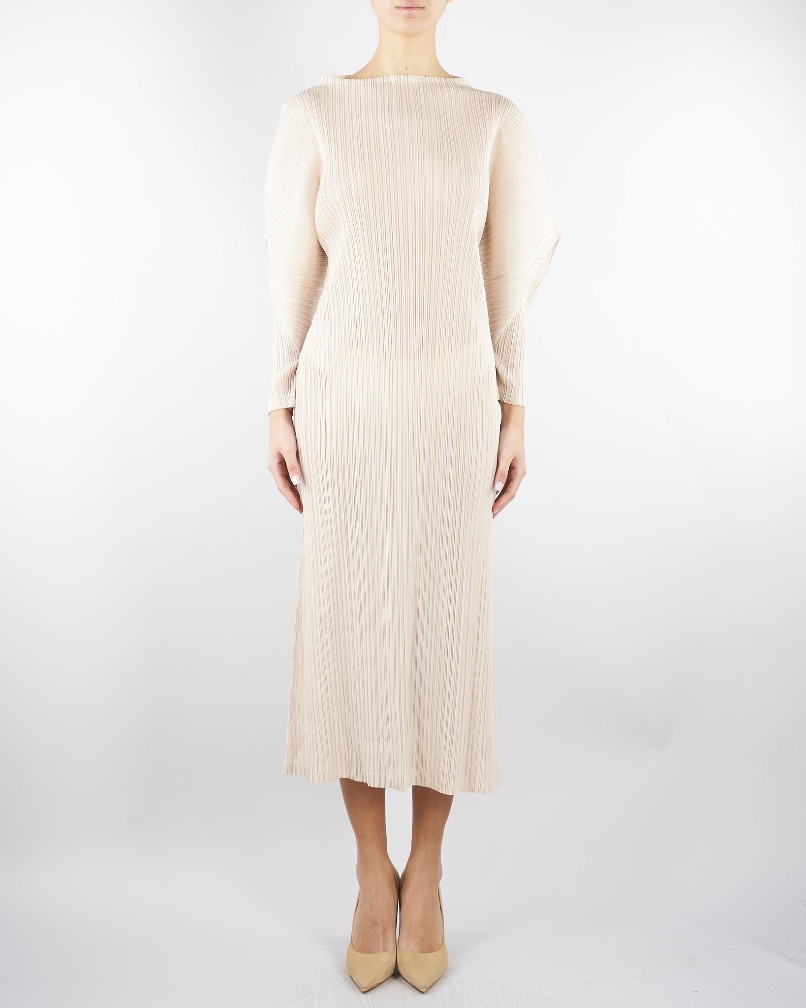 Abito Crema midi plissettato M6PY18 824 MEIMEIJ 