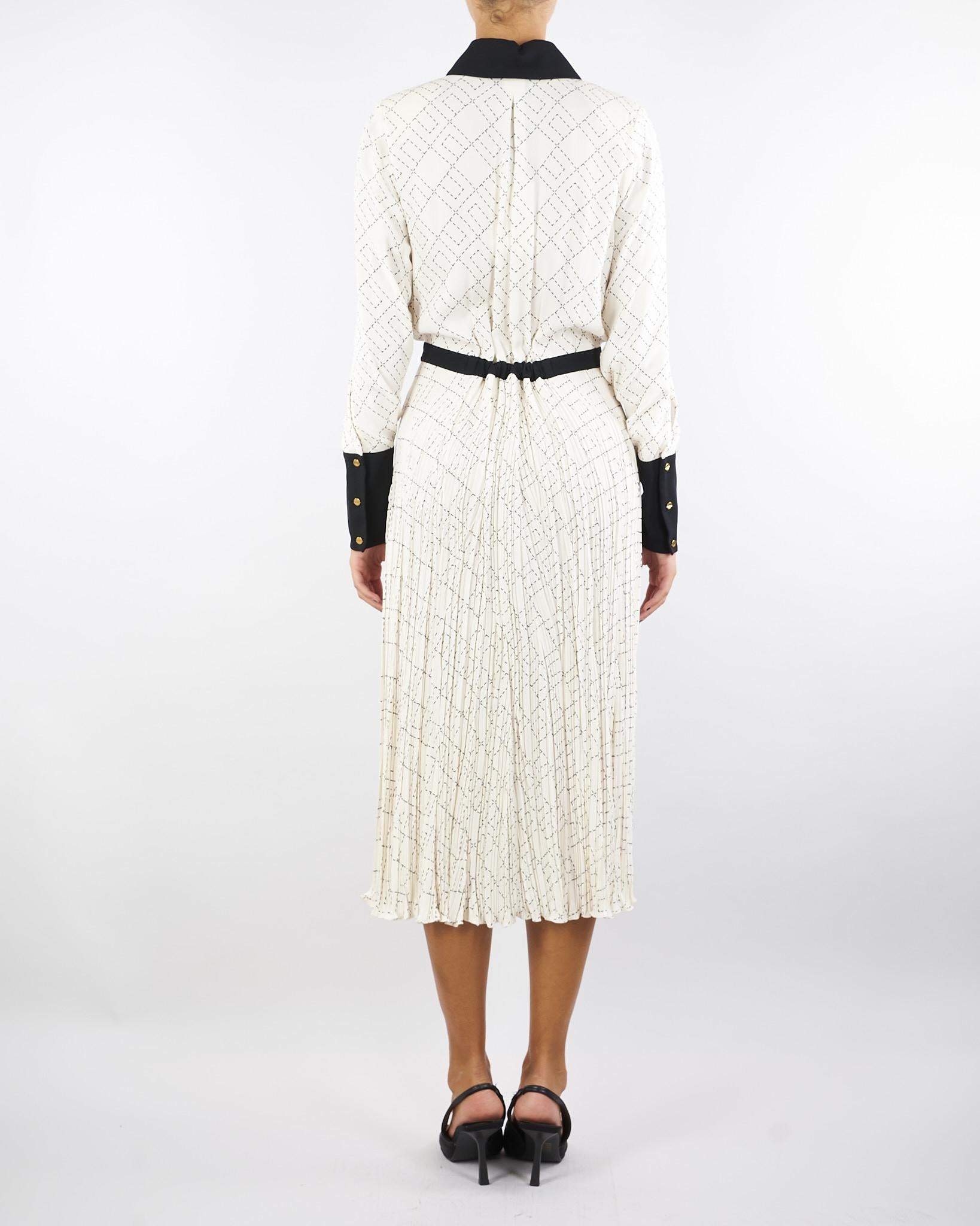 Abito Milk-Nero bi-color in georgette di viscosa ABS0256E2 EF1 ELISABETTA FRANCHI 