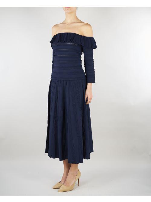 Gonna Blu in maglia di viscosa pointelle RA6053MA89R 93713 BLUGIRL 