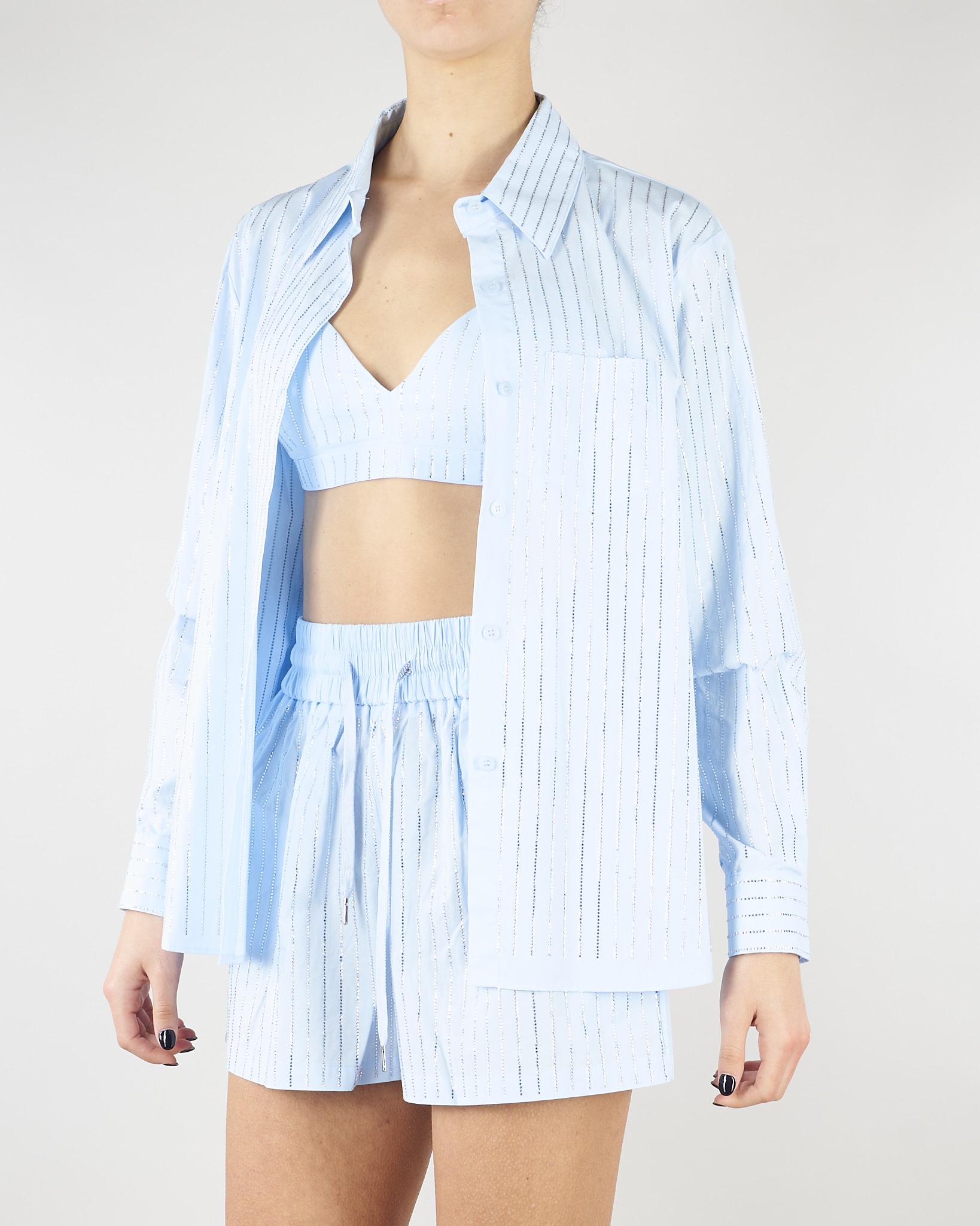 Top Celeste con strass all over NS229 40 NO SECRETS 