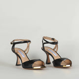 Sandalo in pelle con tacco gold Francesco Sacco